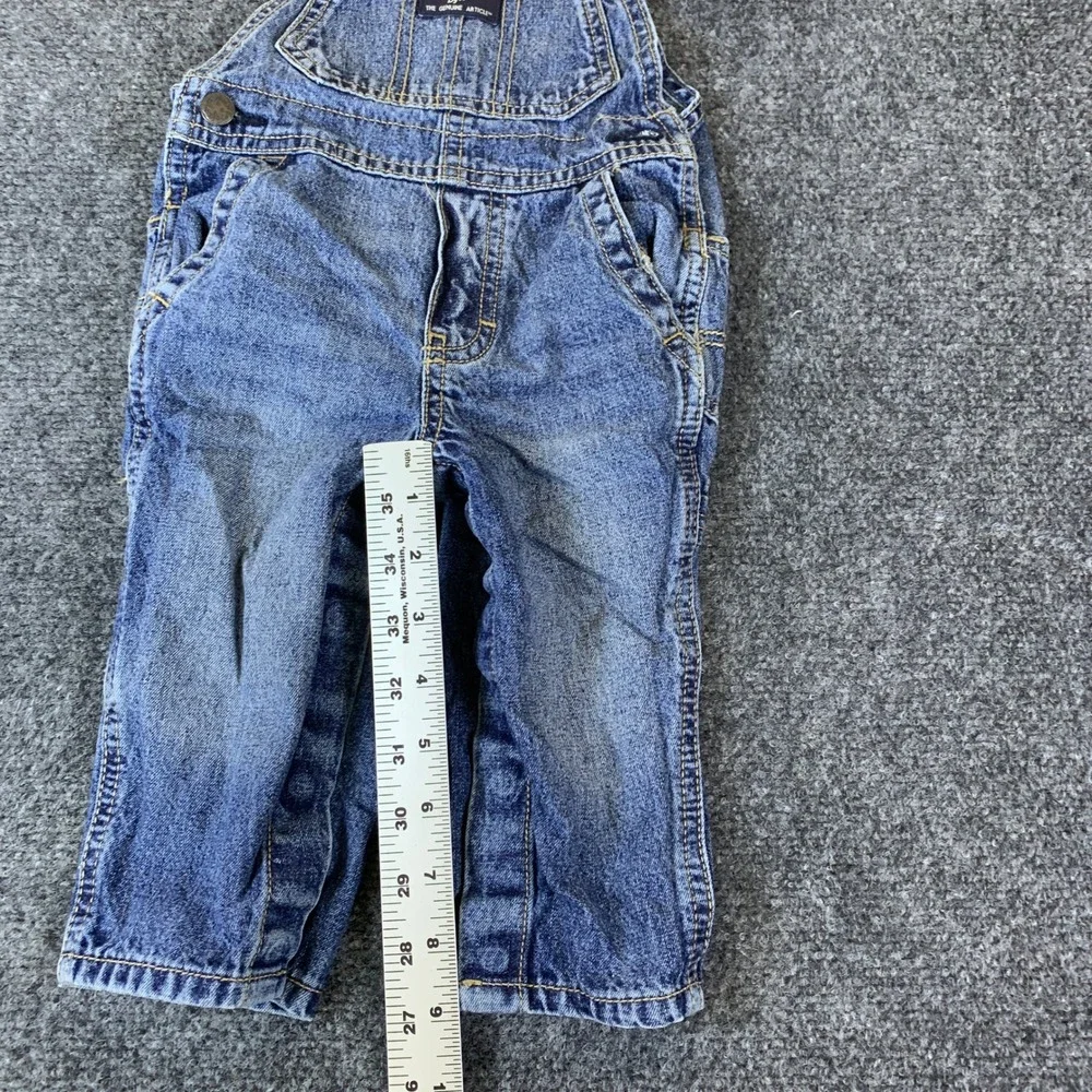 Vintage OshKosh B'gosh Denim‎ Overalls Baby 12M Blue Striped Straps Carpenter